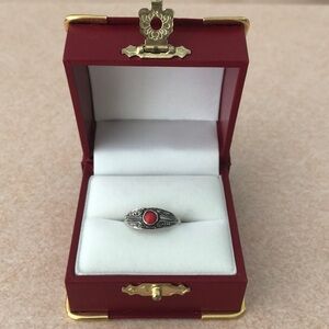 Red Coral Sterling Silver Ring